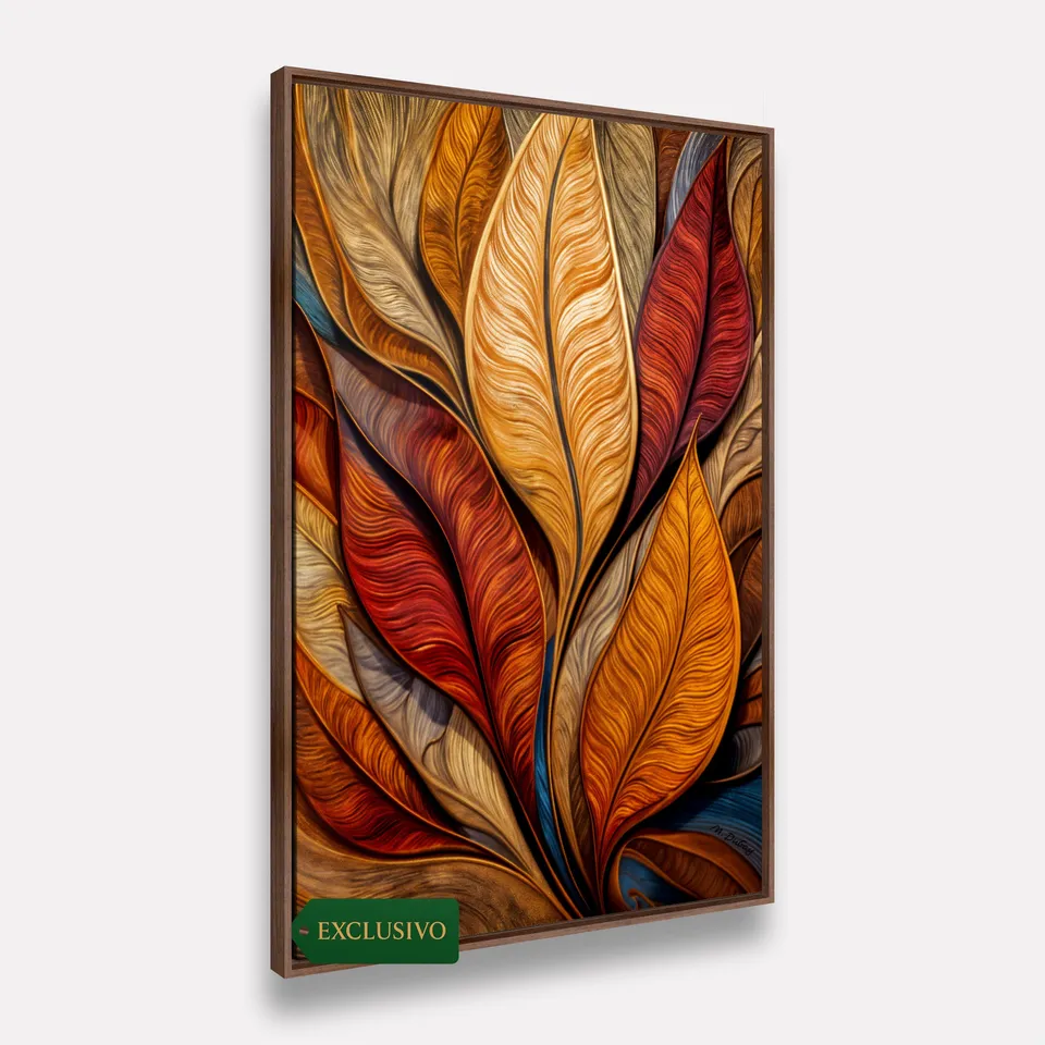 Quadro Elegância Abstrata Essência das Folhas em Chamas - Arte Exclusiva