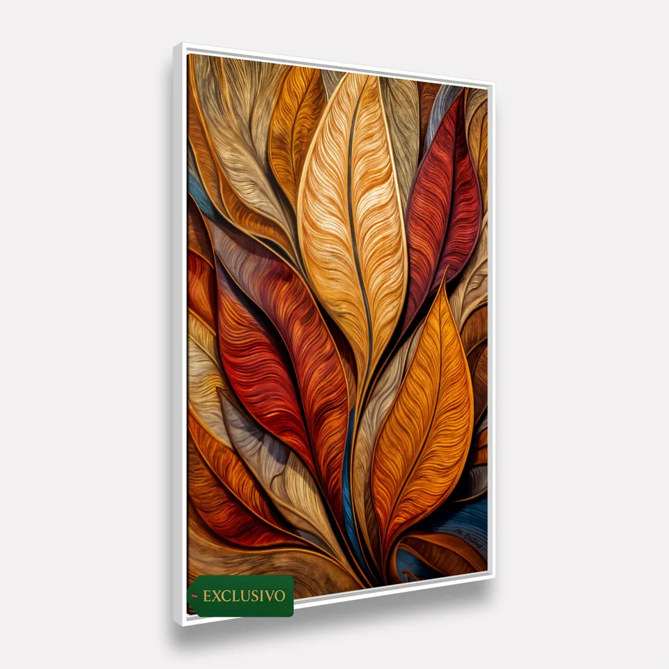 Quadro Elegância Abstrata Essência das Folhas em Chamas - Arte Exclusiva