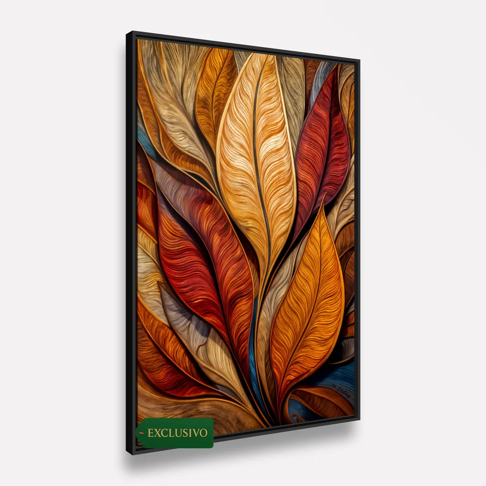 Quadro Elegância Abstrata Essência das Folhas em Chamas - Arte Exclusiva
