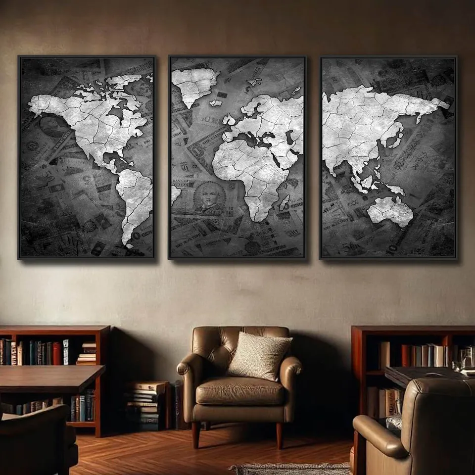 Quadro Mapa Mundi Decorativo Sea of Money Quadro Mapa Mundi Decorativo Sea of Money