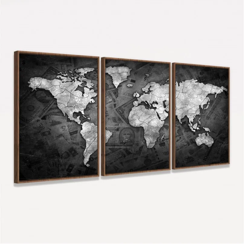 Quadro Mapa Mundi Decorativo Sea of Money Quadro Mapa Mundi Decorativo Sea of Money
